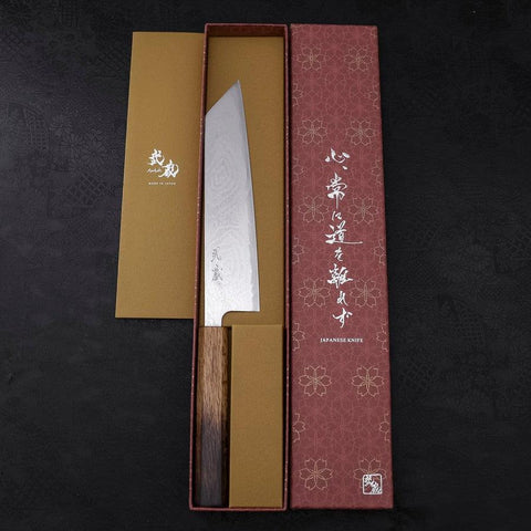 Kiritsuke AUS-10 Nickel en Vagues Damas Manche Yaki Urushi 210mm-[Musashi]-[Couteaux de cuisine japonais]