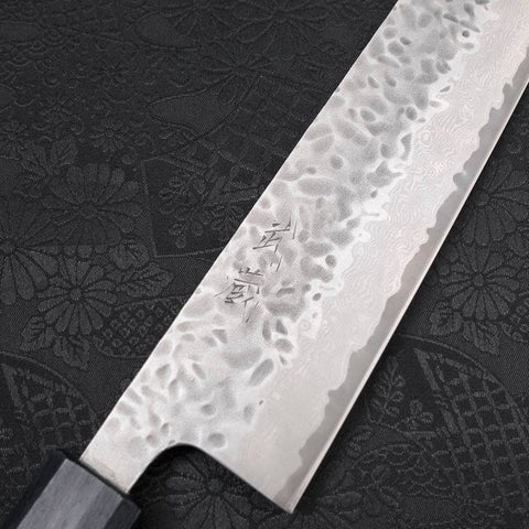 Kiritsuke AUS-10 Tsuchime Damas Manche Urushi Bleu Sombre 210mm-[Musashi]-[Couteaux de cuisine japonais]