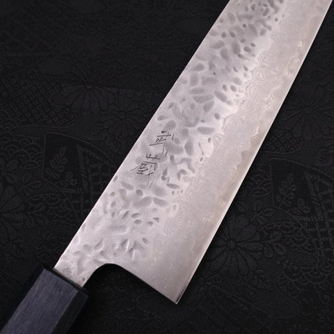Kiritsuke AUS-10 Tsuchime Damas Manche Urushi Bleu Sombre 240mm-[Musashi]-[Couteaux de cuisine japonais]