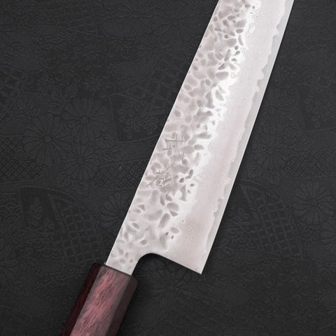 Kiritsuke AUS-10 Tsuchime Damas Manche Urushi Pourpre 210mm-[Musashi]-[Couteaux de cuisine japonais]