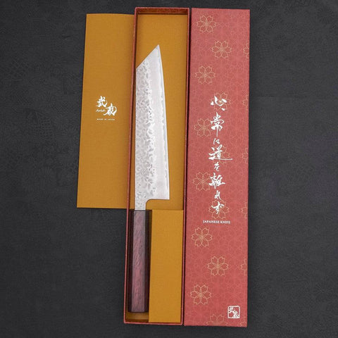 Kiritsuke AUS-10 Tsuchime Damas Manche Urushi Pourpre 210mm-[Musashi]-[Couteaux de cuisine japonais]