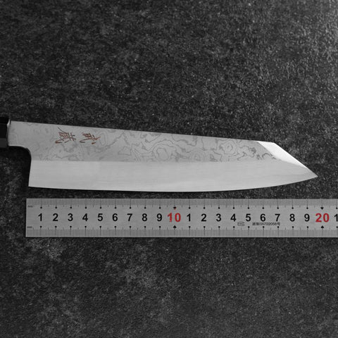 Kiritsuke Blue Steel #1 Suminagashi Manche en Buffle et Ébène 200mm-[Musashi]-[Couteaux de cuisine japonais]
