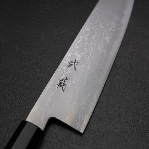 Kiritsuke Blue Steel #2 Damas Manche en Buffle et Ébène 200mm-[Musashi]-[Couteaux de cuisine japonais]