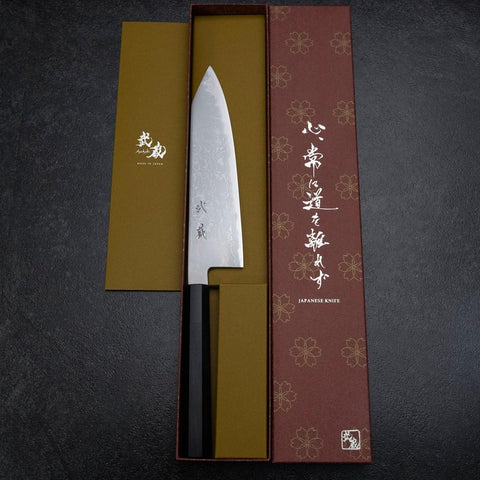 Kiritsuke Blue Steel #2 Damas Manche en Buffle et Ébène 200mm-[Musashi]-[Couteaux de cuisine japonais]