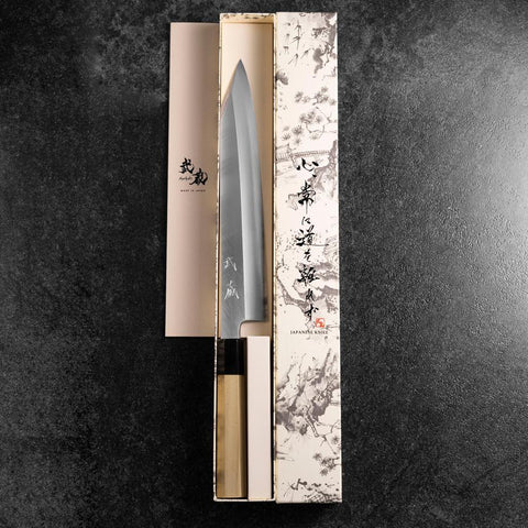 Kiritsuke Blue Steel #2 Kasumi Manche en Buffle et Magnolia 270mm-[Musashi]-[Couteaux de cuisine japonais]