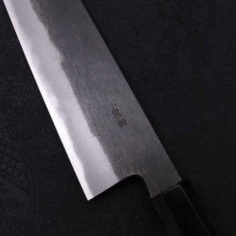 Kiritsuke Blue Steel #2 Kurouchi Chokin Tigre-Bambou Manche en Buffle et Ébène 210mm-[Musashi]-[Couteaux de cuisine japonais]