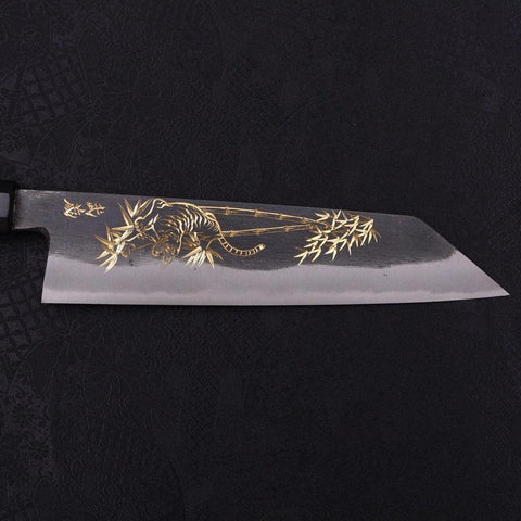 Kiritsuke Blue Steel #2 Kurouchi Chokin Tigre-Bambou Manche en Buffle et Ébène 210mm-[Musashi]-[Couteaux de cuisine japonais]