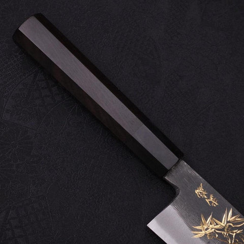 Kiritsuke Blue Steel #2 Kurouchi Chokin Tigre-Bambou Manche en Buffle et Ébène 210mm-[Musashi]-[Couteaux de cuisine japonais]