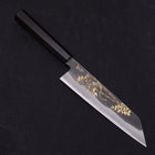 Kiritsuke Blue Steel #2 Kurouchi Chokin Tigre-Bambou Manche en Buffle et Ébène 210mm-[Musashi]-[Couteaux de cuisine japonais]