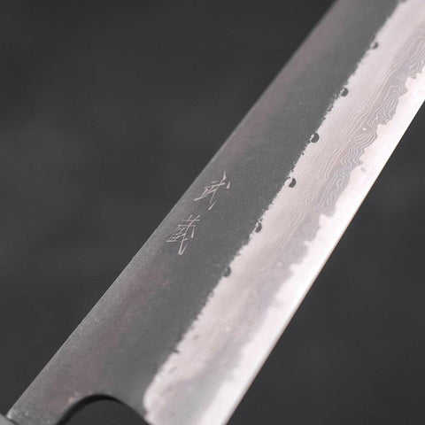 Kiritsuke Blue Steel #2 Kurouchi Damas Manche en Buffle et Bois de Teck 210mm-[Musashi]-[Couteaux de cuisine japonais]