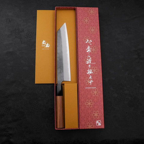 Kiritsuke Blue Steel #2 Kurouchi Manche en Buffle et Bois de Teck 210m-[Musashi]-[Couteaux de cuisine japonais]