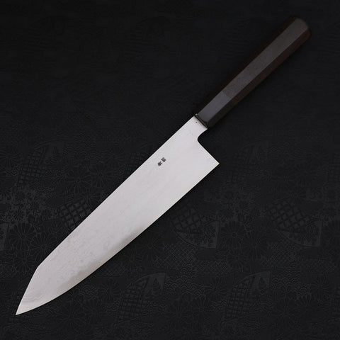 Kiritsuke Blue Steel #2 Suminagashi Manche Buffle et Ébène 240mm-[Musashi]-[Couteaux de cuisine japonais]