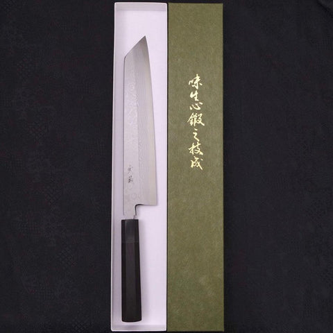 Kiritsuke Blue Steel #2 Suminagashi Manche en Buffle et Ébène 270mm-[Musashi]-[Couteaux de cuisine japonais]