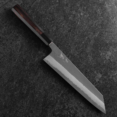 Kiritsuke Blue Super Kurouchi Damas Manche Buffle et Ébène 210mm-[Musashi]-[Couteaux de cuisine japonais]