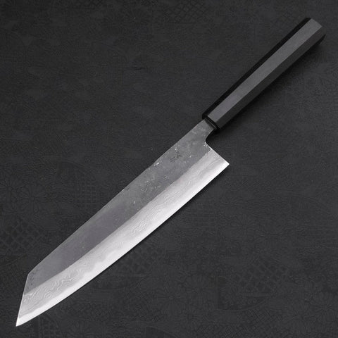 Kiritsuke Blue Steel #2 Kurouchi Damascus Buffalo Ebony Handle 210mm-[Musashi]-[Japanese-Kitchen-Knives]