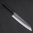 Kiritsuke Blue Steel #2 Kurouchi Damascus Buffalo Ebony Handle 210mm-[Musashi]-[Japanese-Kitchen-Knives]