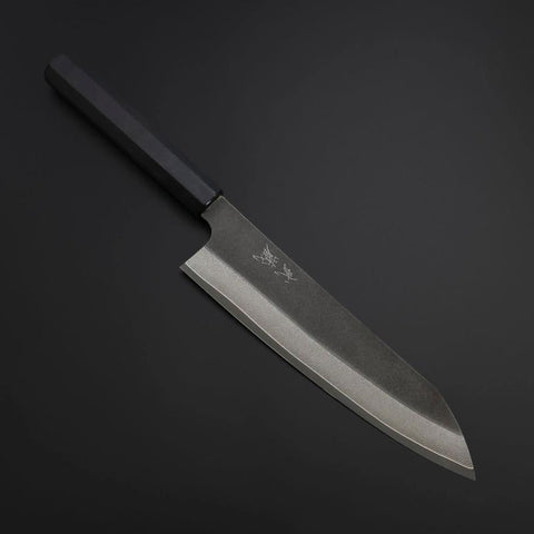 Kiritsuke Cobalt Stainless HRC62 Kurouchi Damascus Buffalo Ebony Handle 210mm (8.3”)-[Musashi]-[Couteaux de cuisine japonais]