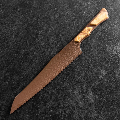 Kiritsuke Couteau à pain VG-10 Miroir Damas Manche en Érable 210mm - Marron-[Musashi]-[Couteaux de cuisine japonais]