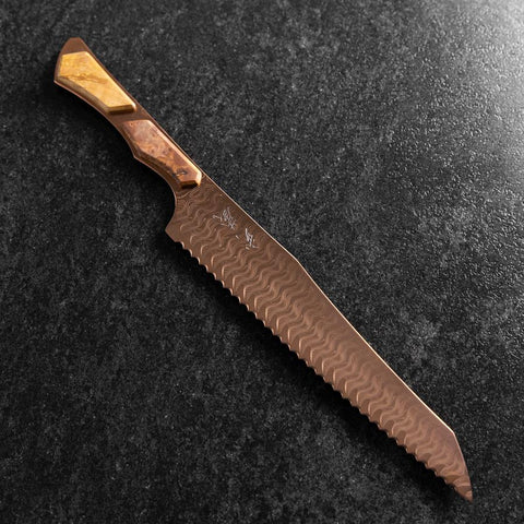 Kiritsuke Couteau à pain VG-10 Miroir Damas Manche en Érable 210mm - Marron-[Musashi]-[Couteaux de cuisine japonais]