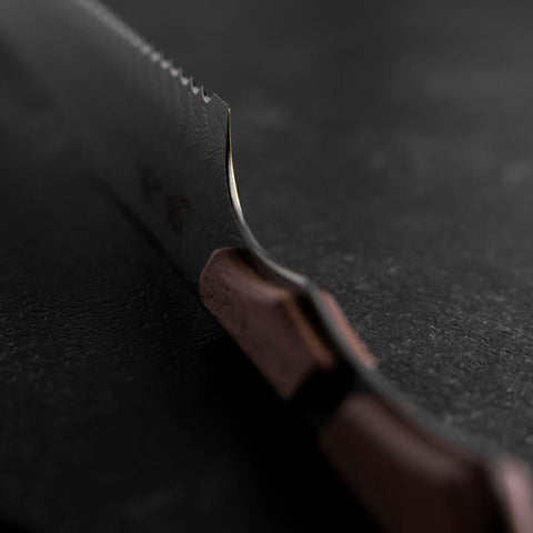 Kiritsuke Couteau à pain VG-10 Miror Damas Manche en Érable 210mm - Noir-[Musashi]-[Couteaux de cuisine japonais]