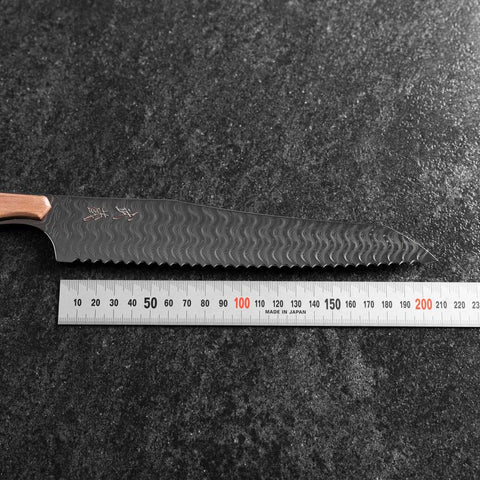 Kiritsuke Couteau à pain VG-10 Miror Damas Manche en Érable 210mm - Noir-[Musashi]-[Couteaux de cuisine japonais]
