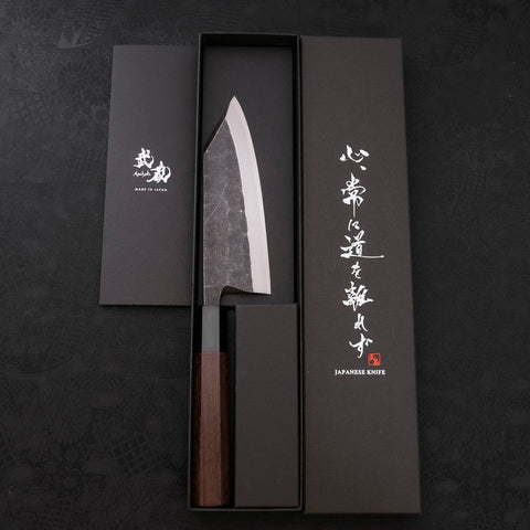 Kiritsuke Deba Blue Steel #2 Kurouchi Manche en Buffle et Bois de Wengé 150mm-[Musashi]-[Couteaux de cuisine japonais]