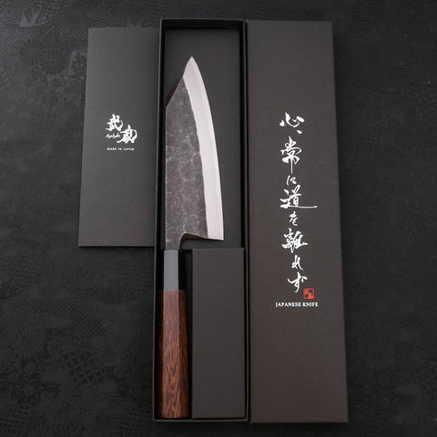Kiritsuke Deba Blue Steel #2 Kurouchi Manche en Buffle et Bois de Wengé 165mm-[Musashi]-[Couteaux de cuisine japonais]