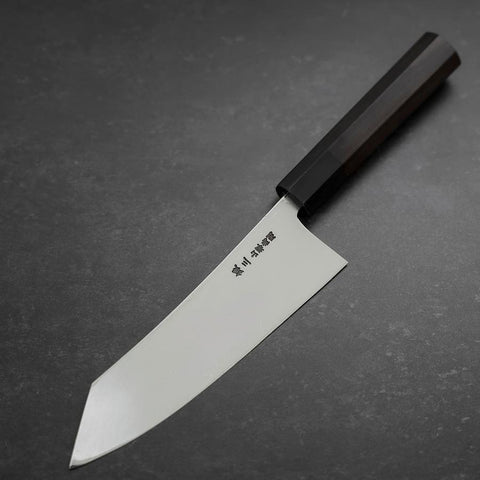 Kiritsuke Deba Honyaki Silver steel #3 Miroir Manche en Buffle et Ébène 180mm-[Musashi]-[Couteaux de cuisine japonais]