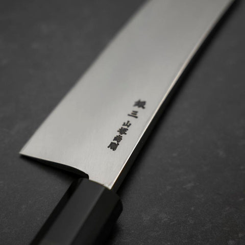 Kiritsuke Deba Honyaki Silver steel #3 Miroir Manche en Buffle et Ébène 180mm-[Musashi]-[Couteaux de cuisine japonais]