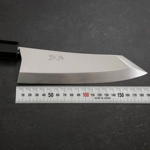 Kiritsuke Deba Honyaki Silver steel #3 Miroir Manche en Buffle et Ébène 180mm-[Musashi]-[Couteaux de cuisine japonais]