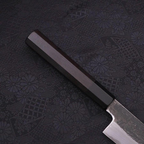 Kiritsuke Gyuto Blue Steel #1 Kurouchi Suminagashi Manche en Buffle et Ébène 200mm-[Musashi]-[Couteaux de cuisine japonais]