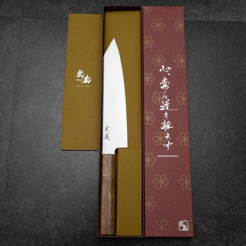 Kiritsuke Gyuto Blue Steel #2 Poli Manche en Olivier 210mm-[Musashi]-[Couteaux de cuisine japonais]