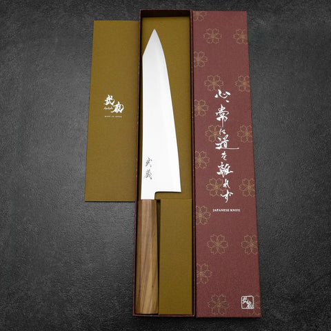 Kiritsuke Gyuto Blue Steel #2 Poli Manche en Olivier 240mm-[Musashi]-[Couteaux de cuisine japonais]