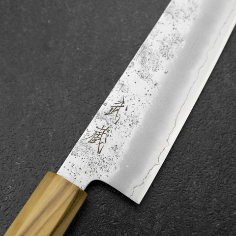 Kiritsuke Gyuto Silver Steel #3 Nashiji Manche en Olivier 205mm-[Musashi]-[Couteaux de cuisine japonais]