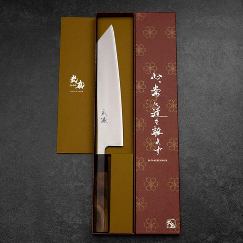Kiritsuke Gyuto Silver Steel #3 Poli Manche en Noyer 240mm-[Musashi]-[Couteaux de cuisine japonais]