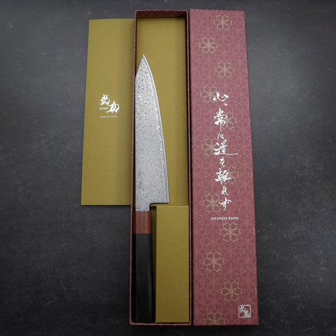 Kiritsuke Gyuto VG-10 Damascus Shitan Ebony Handle 210mm-[Musashi]-[Couteaux de cuisine japonais]