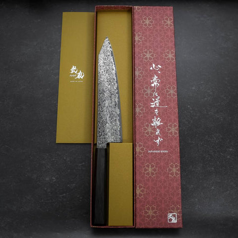 Kiritsuke Gyuto VG-10 Kurozome Damas Manche en Buffle et Ébène 210mm-[Musashi]-[Couteaux de cuisine japonais]