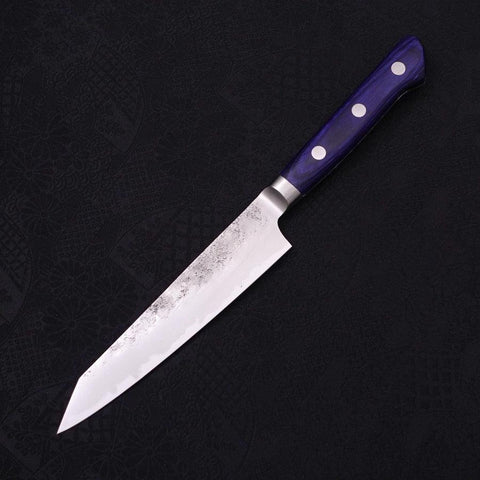 Kiritsuke Petty Acier Bleu #2 Revêtement Inox Nashiji Manche Occidental Violet 135mm-[Musashi]-[Couteaux de cuisine japonais]
