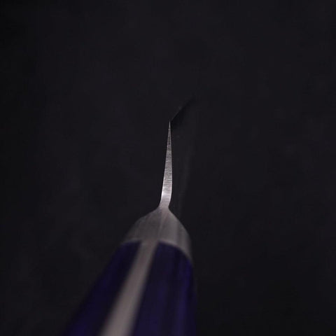 Kiritsuke Petty Acier Bleu #2 Revêtement Inox Nashiji Manche Occidental Violet 135mm-[Musashi]-[Couteaux de cuisine japonais]