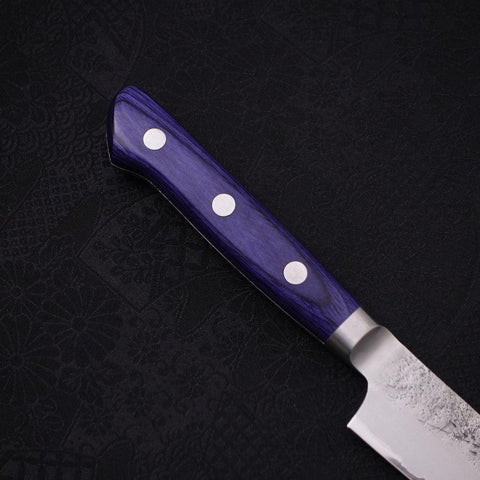 Kiritsuke Petty Acier Bleu #2 Revêtement Inox Nashiji Manche Occidental Violet 135mm-[Musashi]-[Couteaux de cuisine japonais]