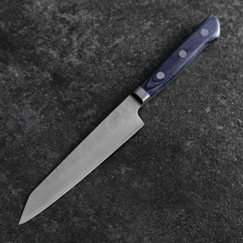 Kiritsuke Petty Blue Steel #2 Nashiji Revêtement inox Manche Occidental Bleu Sombre 140mm-[Musashi]-[Couteaux de cuisine japonais]