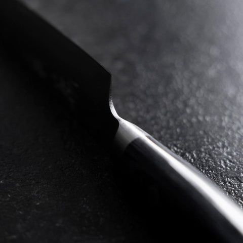 Kiritsuke Petty Blue Steel #2 Nashiji Stainless Clad Dark Blue Western Handle 140mm (5.5”)-[Musashi]-[Japanese-Kitchen-Knives]