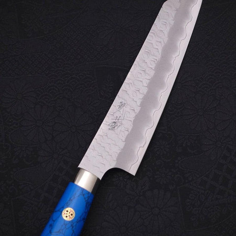 Kiritsuke Petty SG-2 Tsuchime Manche en Turquoise Bleu 150mm-[Musashi]-[Couteaux de cuisine japonais]