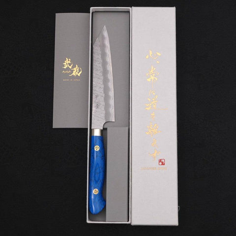 Kiritsuke Petty SG-2 Tsuchime Manche en Turquoise Bleu 150mm-[Musashi]-[Couteaux de cuisine japonais]