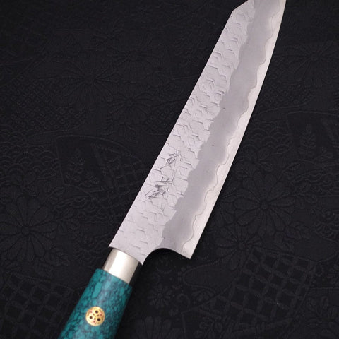 Kiritsuke Petty SG-2 Tsuchime Manche en Turquoise Vert 150mm-[Musashi]-[Couteaux de cuisine japonais]