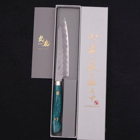 Kiritsuke Petty SG-2 Tsuchime Manche en Turquoise Vert 150mm-[Musashi]-[Couteaux de cuisine japonais]