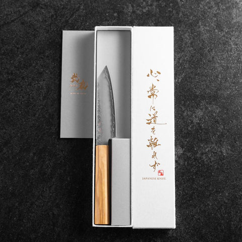 Kiritsuke Petty Silver Steel #3 Nashiji Manche en Olivier 125mm-[Musashi]-[Couteaux de cuisine japonais]