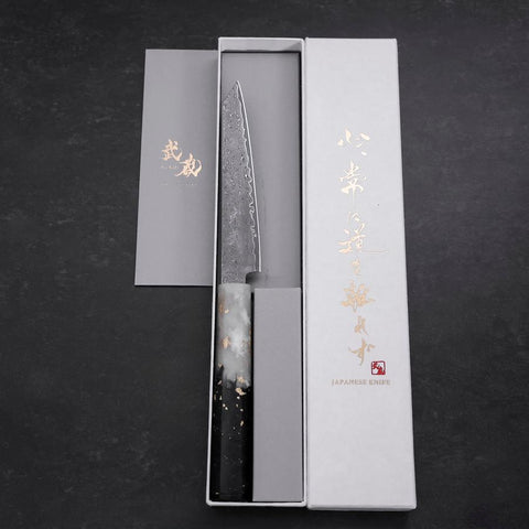 Kiritsuke Petty VG-10 Damas Manche Océan Blanc Noir et Or 130mm-[Musashi]-[Couteaux de cuisine japonais]