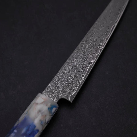 Kiritsuke Petty VG-10 Damas Manche Océan Mélange Bleu-Blanc 130mm-[Musashi]-[Couteaux de cuisine japonais]