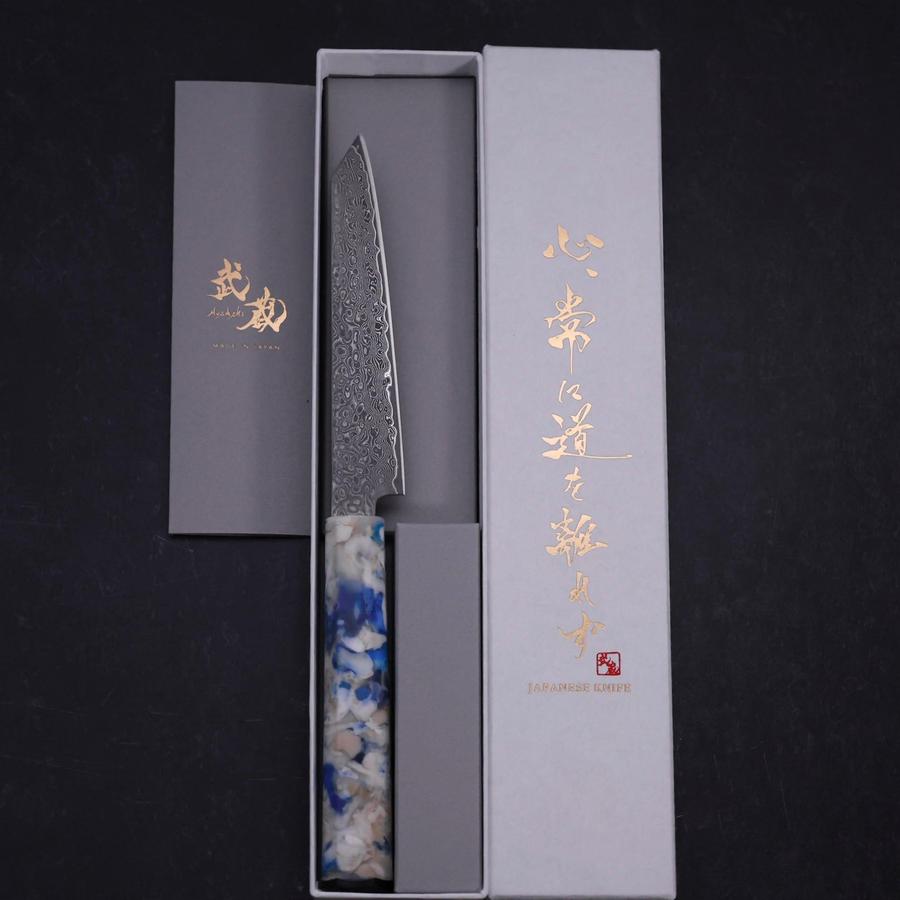 Kiritsuke Petty VG-10 Damas Manche Océan Mélange Bleu et Blanc 130mm-[Musashi]-[Couteaux de cuisine japonais]
